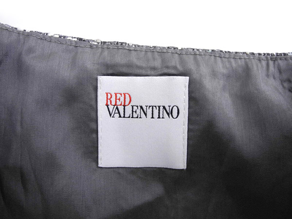 1円 美品 レッド ヴァレンチノ ツイード スカート 0 CQ790