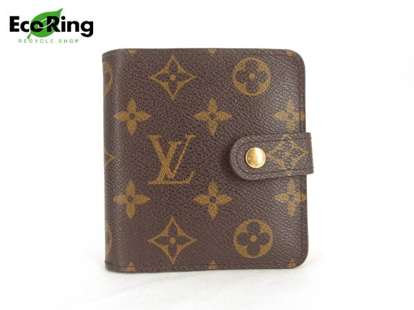 1円 ヴィトン M61667 モノグラム コンパクトジップ 財布 BO312