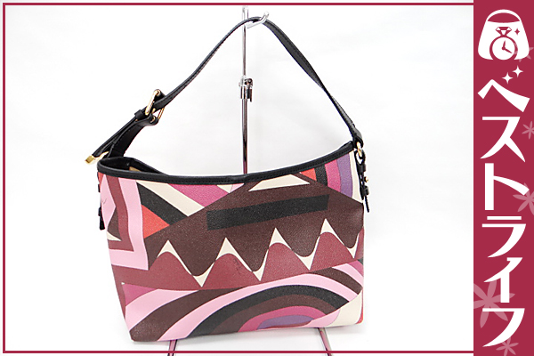 1円 本物 エミリオプッチ PVC セミショルダーバッグ 紫色系