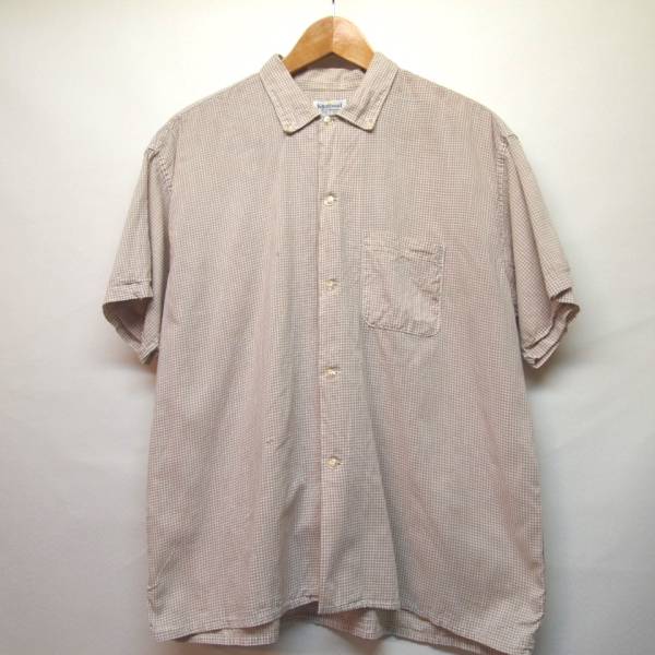 60s ビンテージ ギンガムチェックシャツ 半袖 ボタンダウン[16h