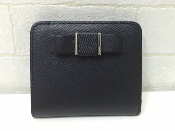 coach リボン2つ折り財布 未使用/本物 COACH コーチ レザー二つ折り財布 黒 F51671 リボン
