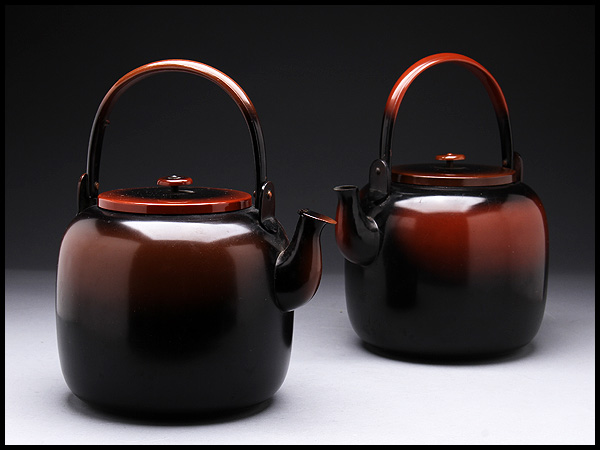 AR349 腰黒薬缶・銅薬缶・銅水次・口蓋付薬缶 二点☆茶道具銅壺