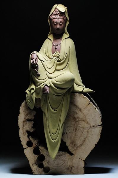 オーダーメイド製作 【侍】畝村直久(幸山鋳)銅製錆仕上聖観音像 共箱 ∃531