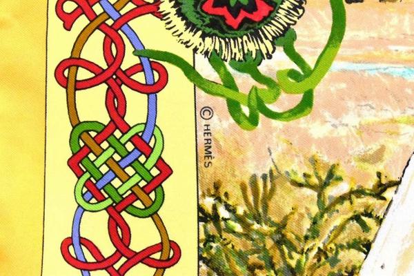 1円美品エルメス◆シルク100% スカーフ シャイアン族 黄 (26358