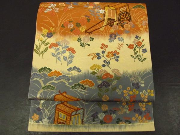 着物10 1円 逸品!! 絹 唐織 大和絵春秋 袋帯 ☆☆☆☆