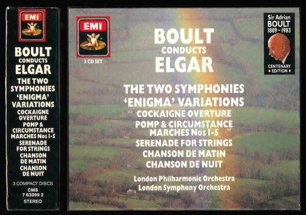 初期盤◆ボールト　エルガー：交響曲・管弦楽集　EMI◆3CD