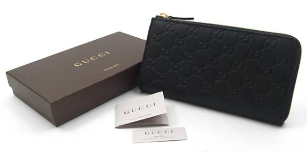 超美品 GUCCI L字ファスナー長財布 グッチシマ ブラック ブランドGUCCI