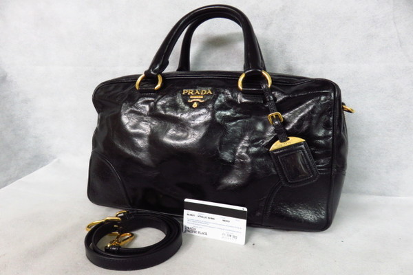 ◇PRADA/プラダ ナイロン&レザー ショルダーバッグ◇ブラック