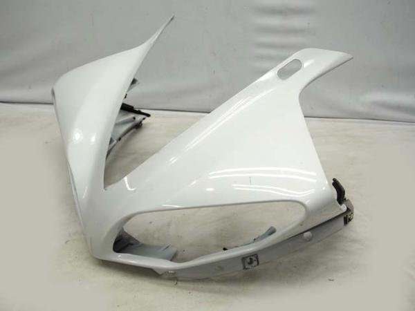 大割れ削れ無09-11年YZF-R1純正アッパーカウル14B白