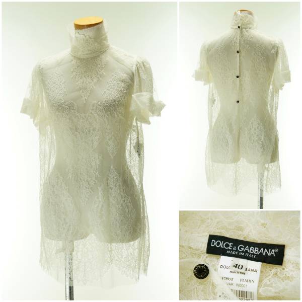 E778*ドルチェ&ガッバーナ*総レース*プルオーバーブラウス*白*40