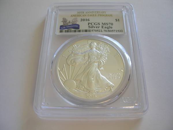 2016年 シルバーイーグル PCGS MS70 30th MS70 PCGS 0 MS70 イーグル銀貨 アメリカ $1 Silver Eagle 発行30周年記念