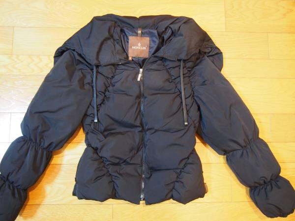 モンクレール ショート 茶タグ 黒 ブラック 0 美品