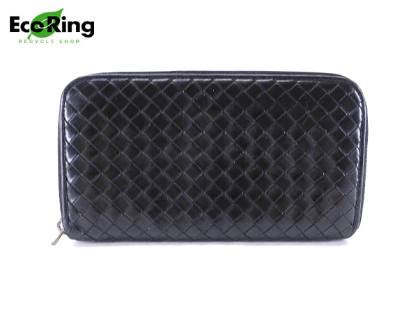 1円 ボッテガヴェネタ イントレチャート 長財布 黒 AB227