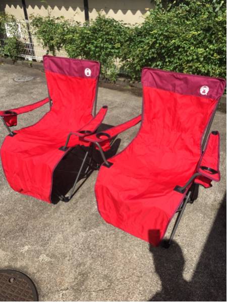 レア Coleman イージーリフト チェアST レッド 2脚セット 中古