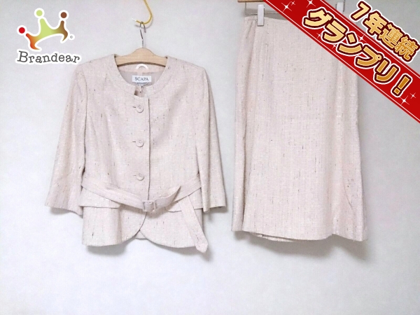 スキャパ スカートスーツ 40 レディース 新品同様 アイボリー