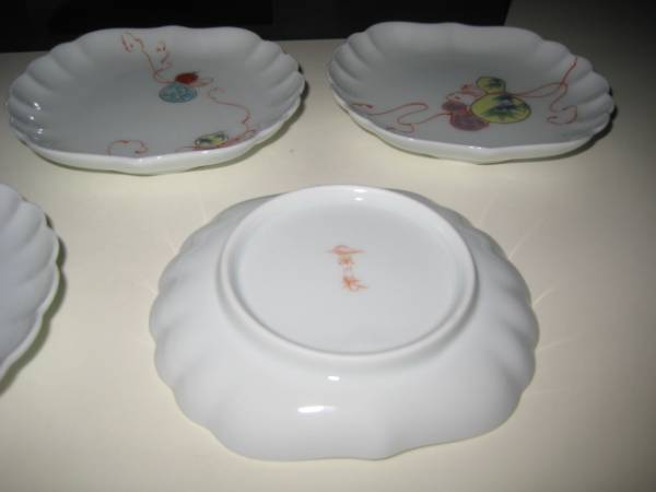 深川製磁 花ひょうたん 菊中割小皿揃 瓢箪 絵変り皿 5枚