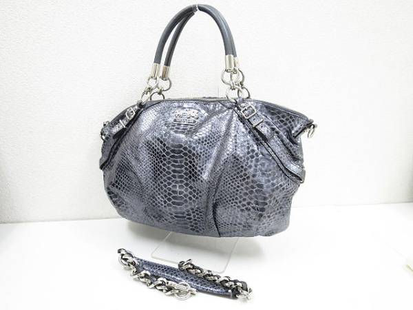COACH コーチ 2way マディソンパイソンバック グレー al1608b