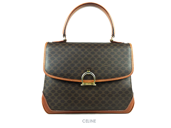 オールドセリーヌ マカダム柄 ハンドバッグ ガンチーニ 茶 鞄β