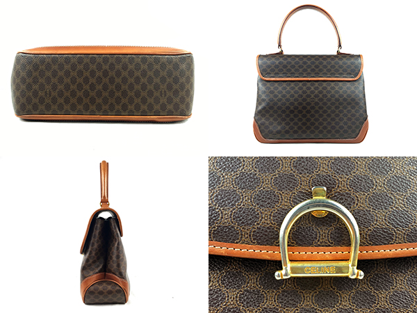 オールドセリーヌ マカダム柄 ハンドバッグ ガンチーニ 茶 鞄β