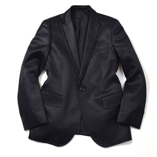 艶なシルク混合◎ EPOCA UOMO フォーマル ジャケット 46 黒 M