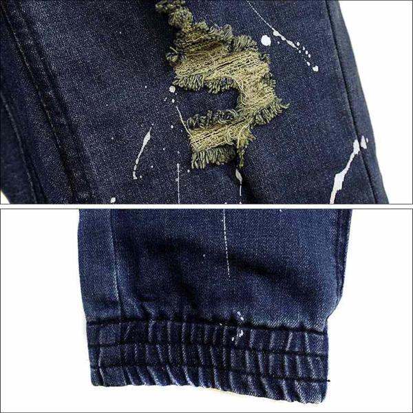 ペイントクラッシュ加工ジョガーパンツMブリーチ