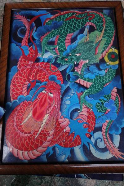 ◆　超珍品　裸体女性刺青写真＆刺青下書き絵　４点　原画　