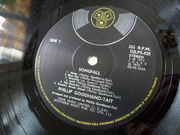 Phillip Goodhand-Tait/Songfall/DJM◇Rare 英国原盤!!!