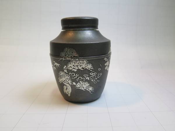 薩摩錫器 さつま 錫器 茶壺 未使用 岩切 金属工芸品 松鶴 2160 薩摩錫