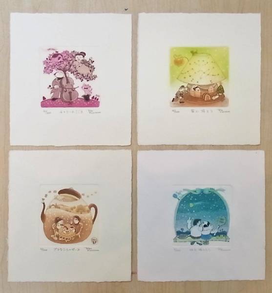 上砂理佳 銅版画 作品シートのみ 9点 絵画 インテリア ホビー