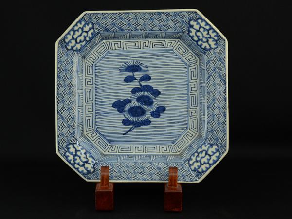 藝】古伊万里 染付角皿 玩銘 1 陶芸 日本の陶磁 【公式通販】