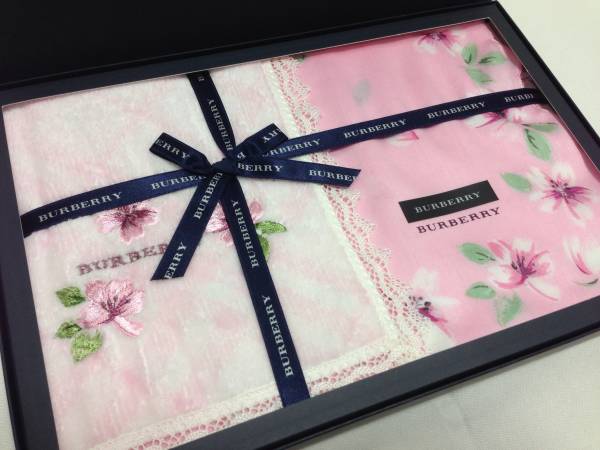 新品☆ バーバリー ハンカチ ノバチェック 2枚セット 桜 ピンク