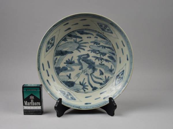 時代 磁器 大皿 伊万里染付皿 明治時代初期 白磁器 大皿 花蝶山水