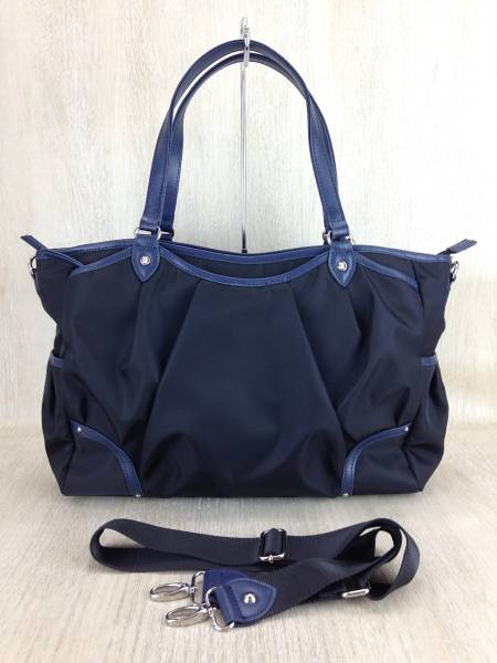 MICHEL KLEIN◆ハンドバッグ/BLK/ナイロン