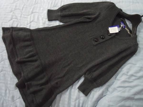 バーバリー ブルーレーベル 新品 ニット ワンピース グレー 38