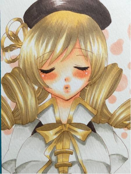 イラスト 手描き まどかマギカ 巴マミ ＊Kiss me＊2枚セット(手描き