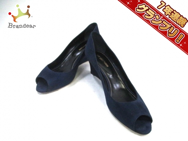 セルジオロッシ パンプス 39 1/2 レディース ネイビー スエード