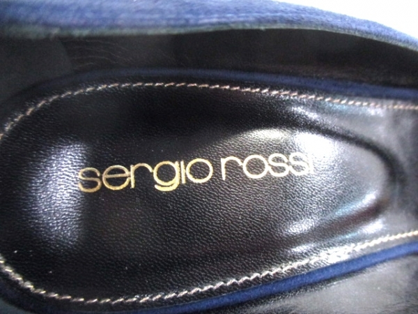 セルジオロッシ パンプス 39 1/2 レディース ネイビー スエード