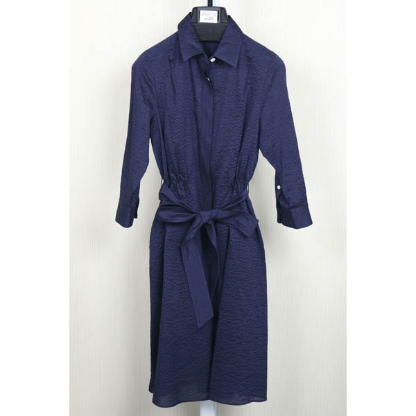 ◆美品◆OLD ENGLAND◆七分袖シャツワンピース 34 紺・wu29