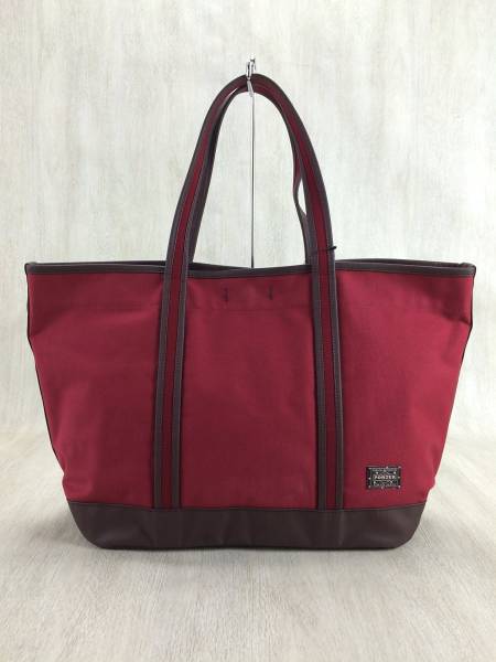 PORTER◆トートバッグ/RED/PVC/無地