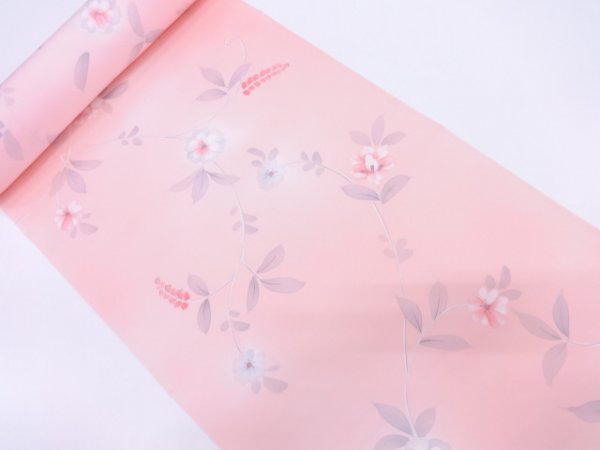 11754# 【1円～】B反　草花模様小紋着尺反物