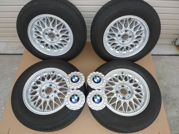 BMW E30 (４穴) Mテク・アルミ　(BBS)　＋　タイヤ 4本付 美品！