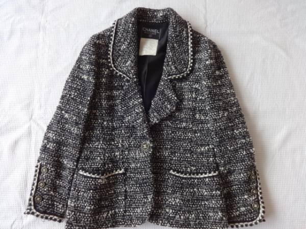 CHANELシャネル☆USED美品☆ツイード ジャケット42黒白 【公式通販】
