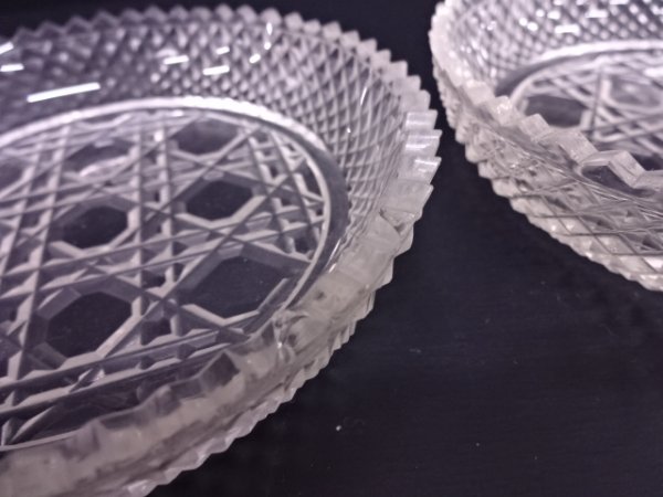 34066# 【1円～】江戸切子小皿5客揃 宗Sou>お茶道具と工芸>ガラス工芸