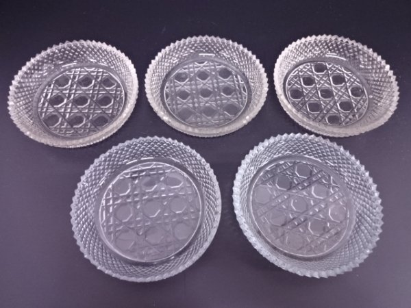 34066# 【1円～】江戸切子小皿5客揃 宗Sou>お茶道具と工芸>ガラス工芸