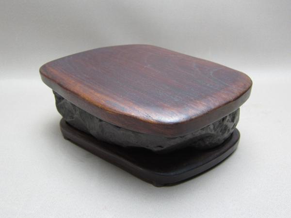 集】060710硯 細工彫刻 紫檀唐木箱/老坑端渓硯文房具書道具 集060710硯