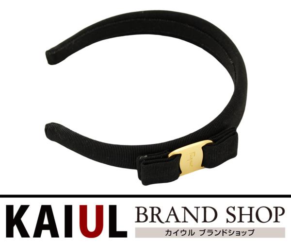 フェラガモ ヴァラ リボン カチューシャ キャンバス ブラック