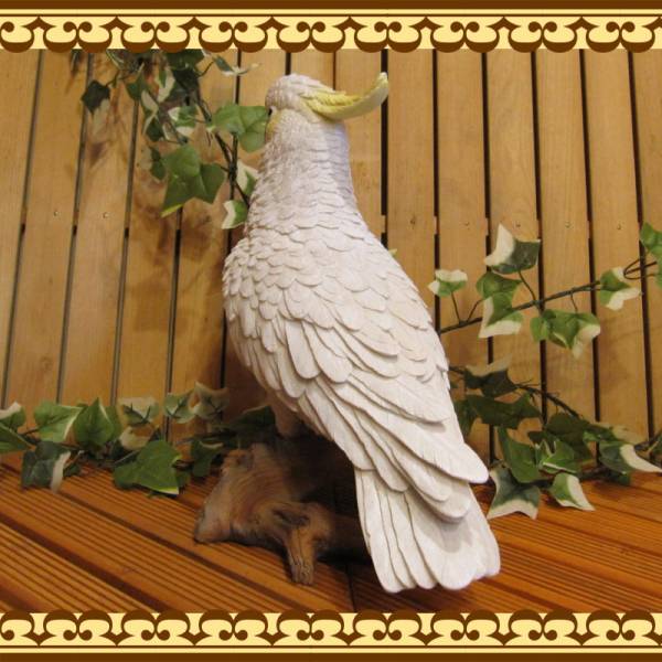 リアルなオウムの置物 キバタン 鳥のフィギュア・オブジェ 造園用工具