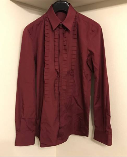超 美品 Galaabend フリル プリーツ ドレス シャツ M 