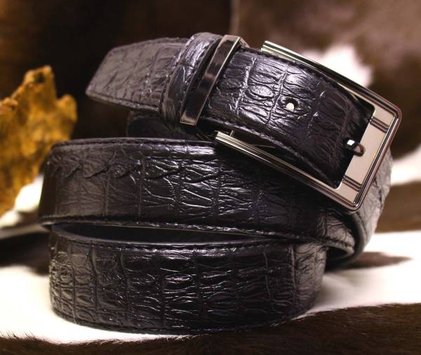 スタイリスト出品★2B 牛革 クロコダイル型押し黒ベルト レザー
