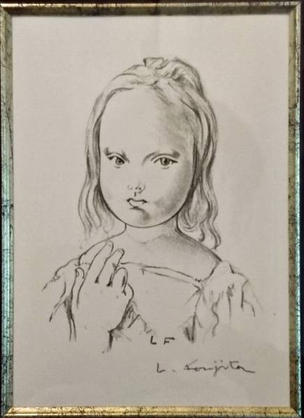 ■藤田嗣治「パリの少女」オリジナルリトグラフ　自筆サイン入